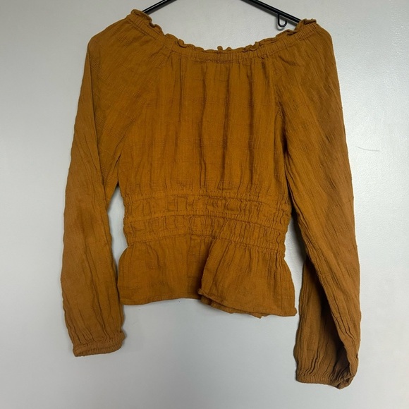 Madewell Sophia Top in Textured Plaid Antique Gold Size Small - Picture 4 of 5